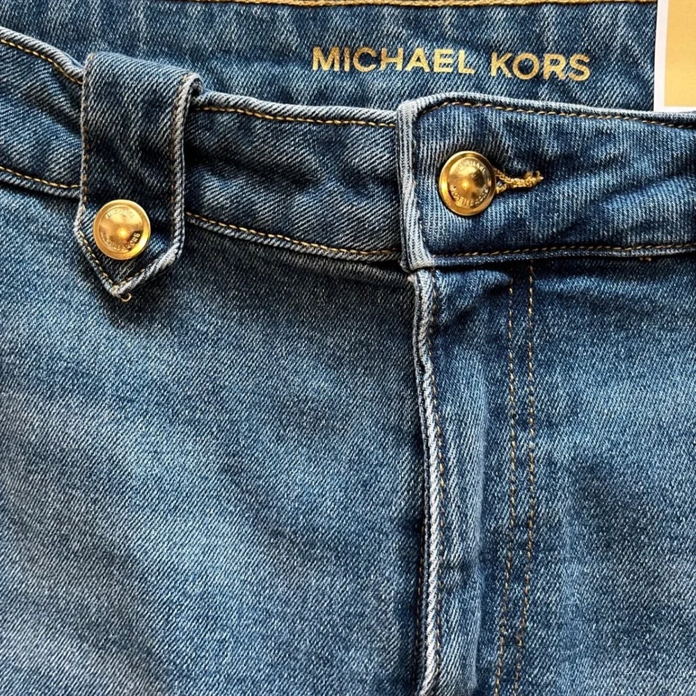 Michael Kors Selma High Rise Crop‎ Flare Jeans Blue Denim Size 14 QF59099E9Z